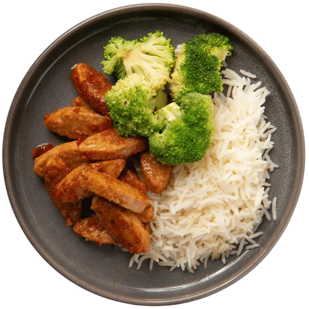 Droogtrainen - Gemarineerde vegan kip - Rijst - Broccoli thumbnail 1