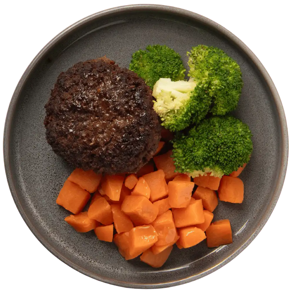 Droogtrainen - Magere Runder Burger - Zoete Aardappel - Broccoli thumbnail 1