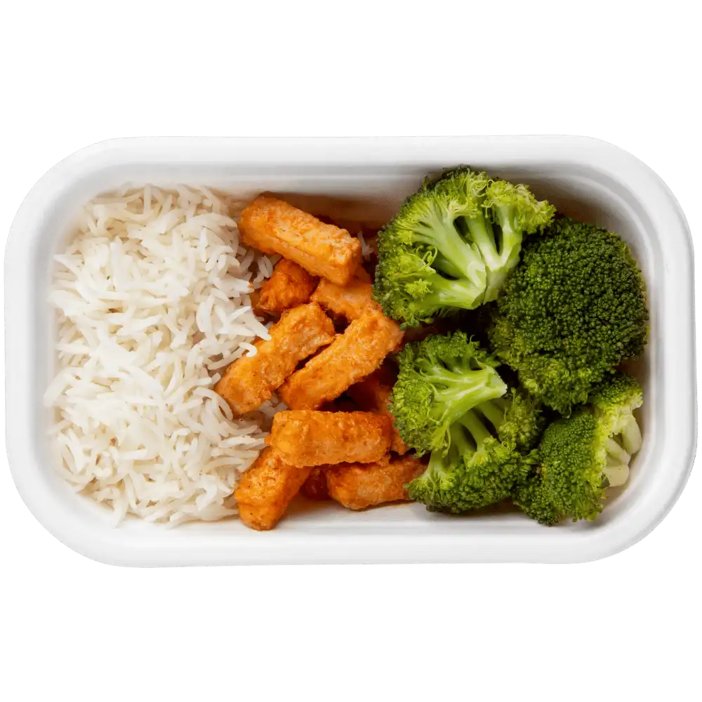 Afvallen - Gemarineerde vegan kip - Rijst - Broccoli thumbnail 3